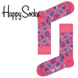 Happy Socks Men's Pink Paisley Crew Socks Unisex